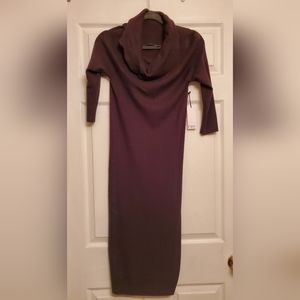 Dex Sweater Dress Dark Olive Green Cowneck Size Medium Dress 3/4 Sleeve